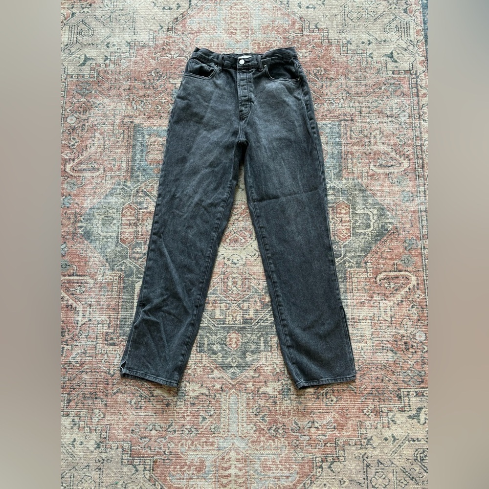 Pacsun Black Distressed Dad Jean Drop Hem Side Slit Woman Size 28